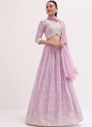 Party wear Soft Pink Designer lehenga with thread and sequin work